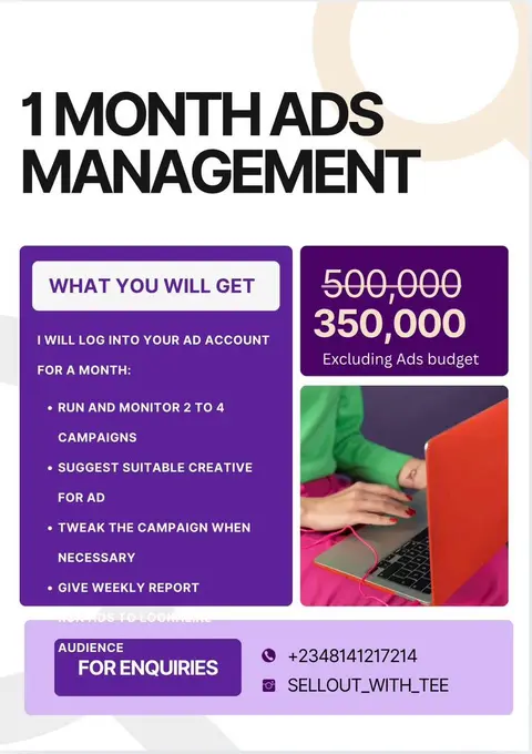 1 MONTH AD MANAGEMENT